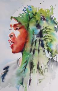 Femme au foulard vert