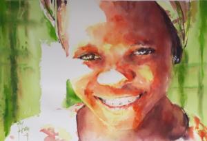 Jeune fille sur fond vert
