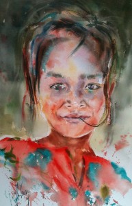 Jeune fille à la chemise rouge